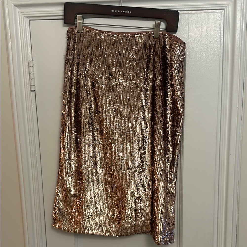 J.Crew Sequin Rose Gold midi Skirt